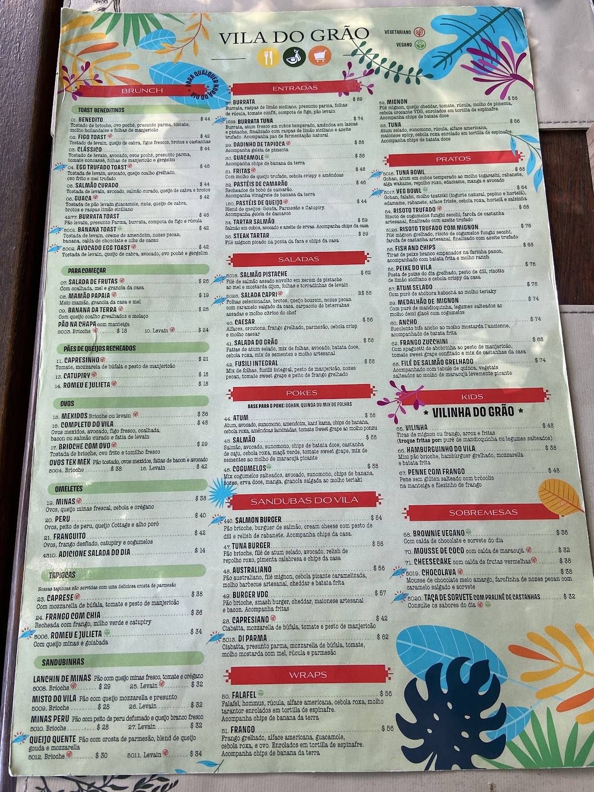 Vila do Grão cardápio
