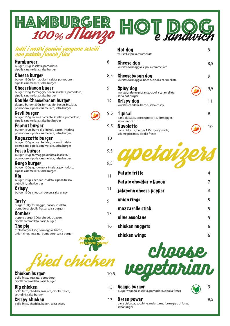 Menu di Green Clover IrishPub 
