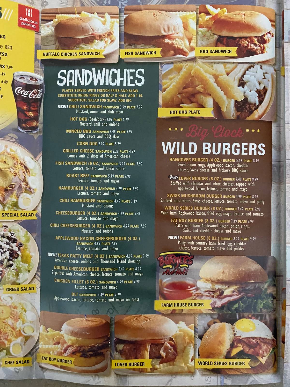 Menu at The BIG Clock of Powdersville restaurant, Greenville, SC153