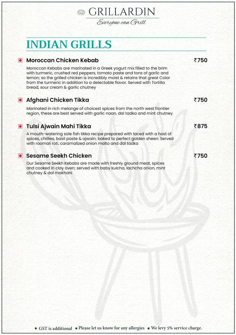 Grillardin menu