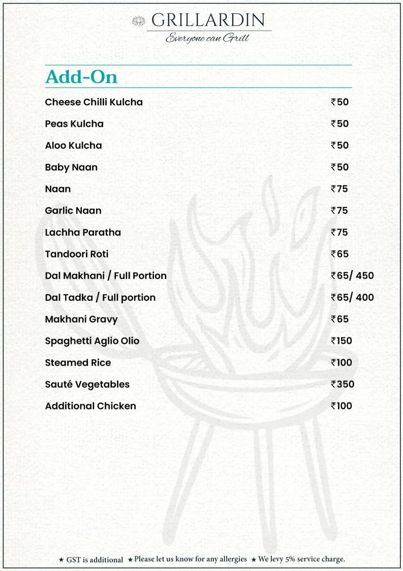 Grillardin menu