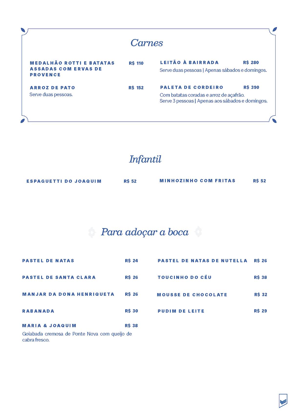 Gruta do Fado: Carnes, Bacalhau, Restaurante Português em Rio de Janeiro cardápio