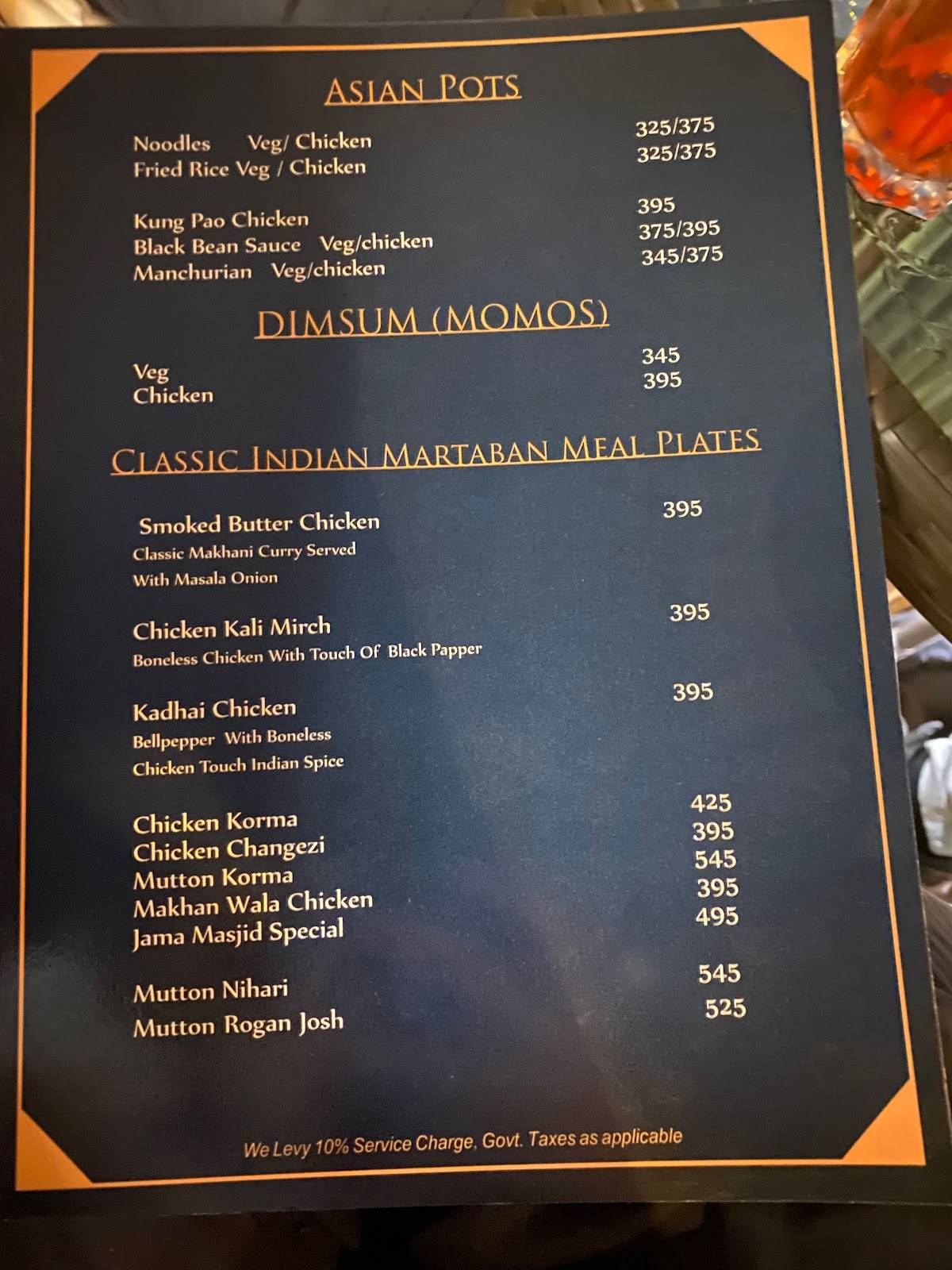 Menu at Gumbad cafe, New Delhi, Jama Masjid