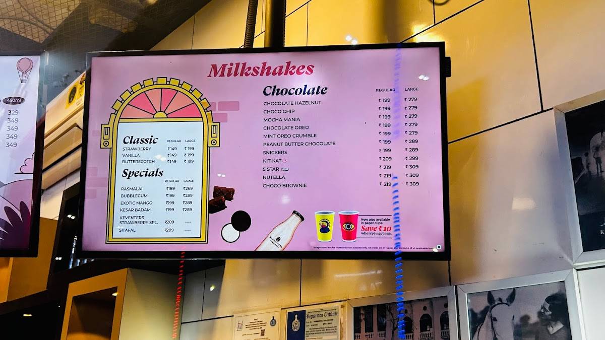 Keventers - Central Plaza Mall, Gurgaon menu