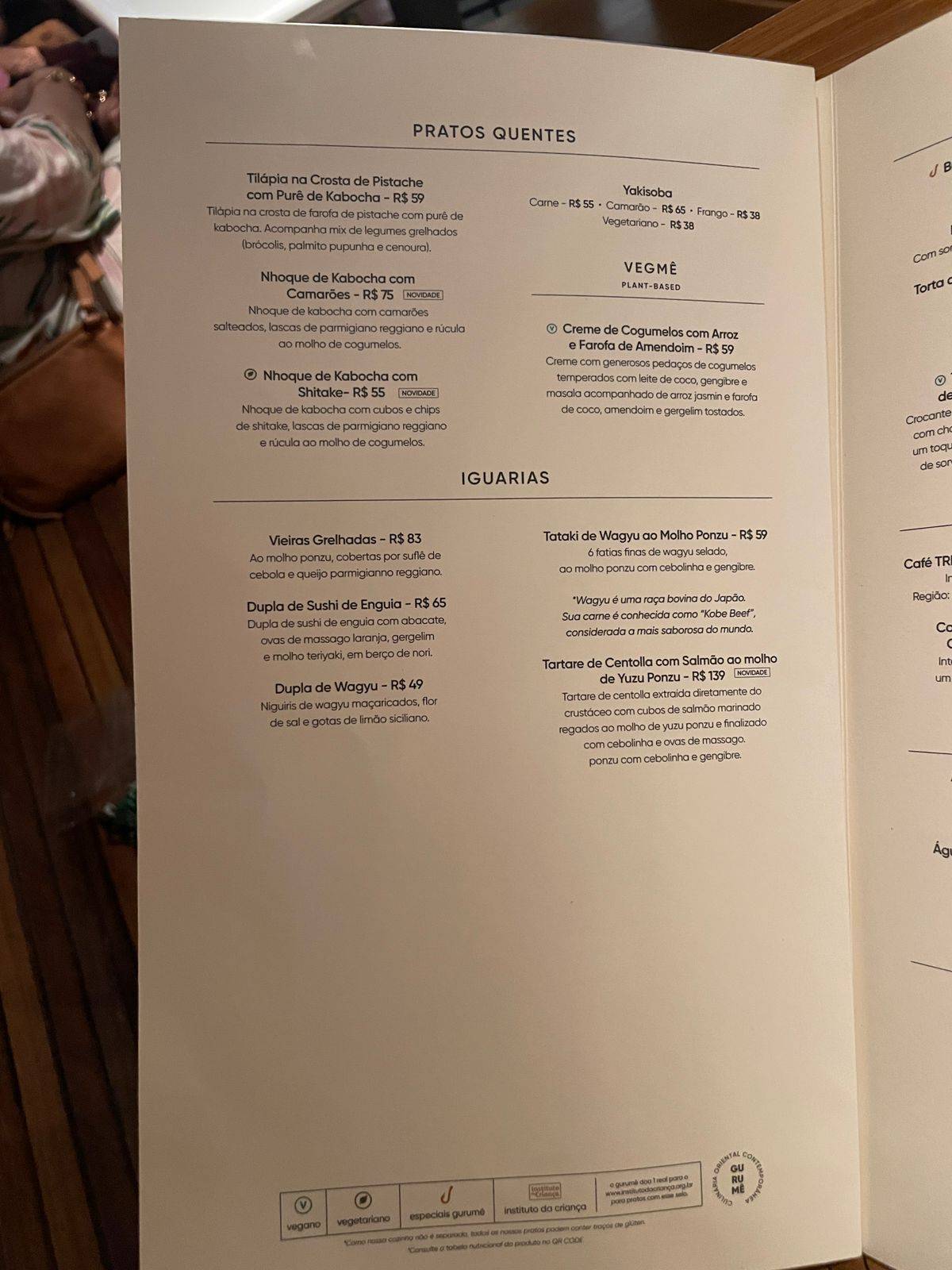 Gurumê Ipanema: Restaurante Japonês Contemporâneo cardápio