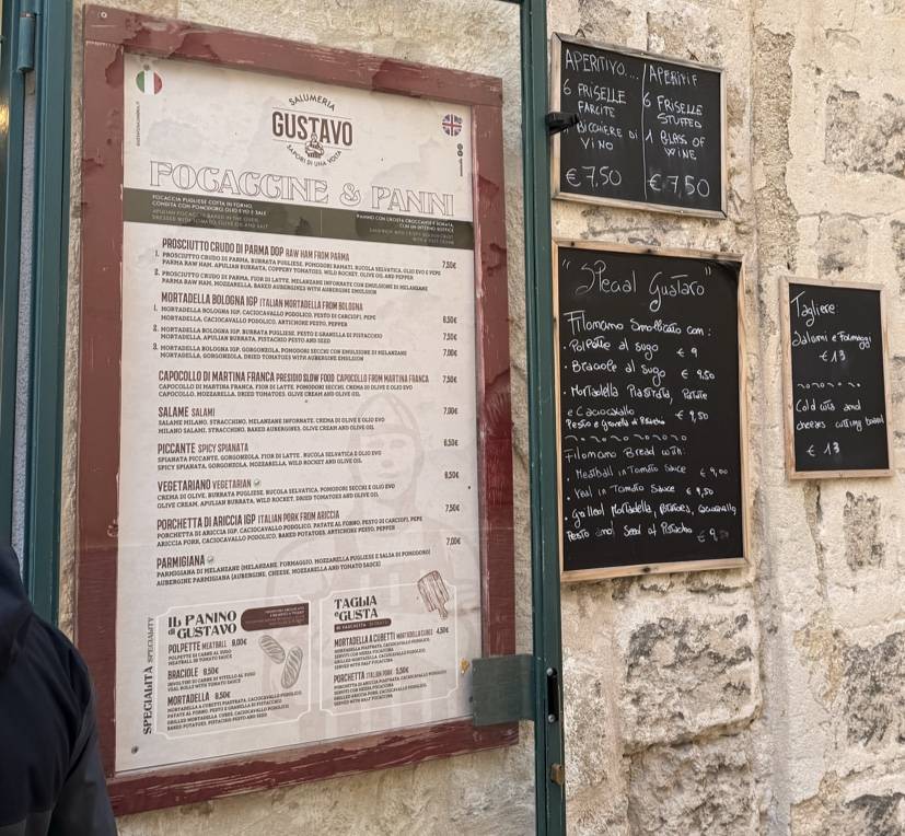 Menu di Gustavo Salumeria - Monopoli 