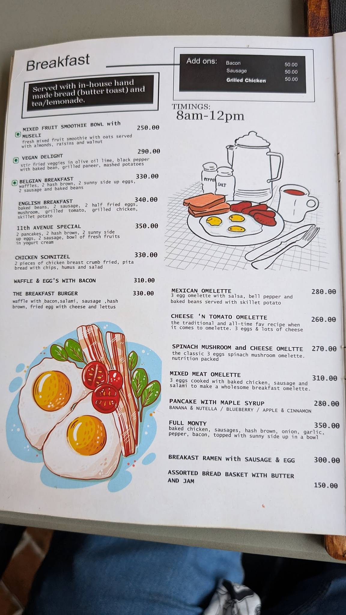 11th Avenue Cafe Bistro menu