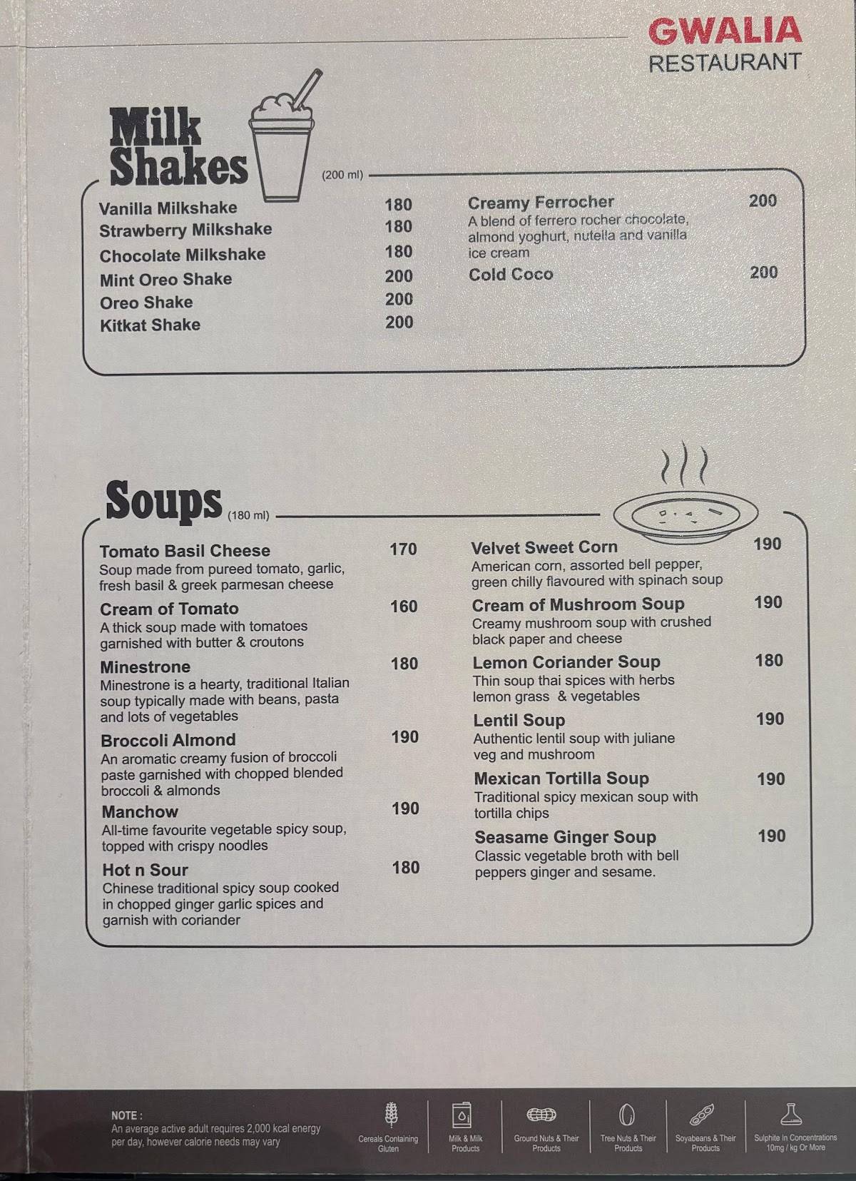 Gwalia Sweets, Street Food & Restaurant menu