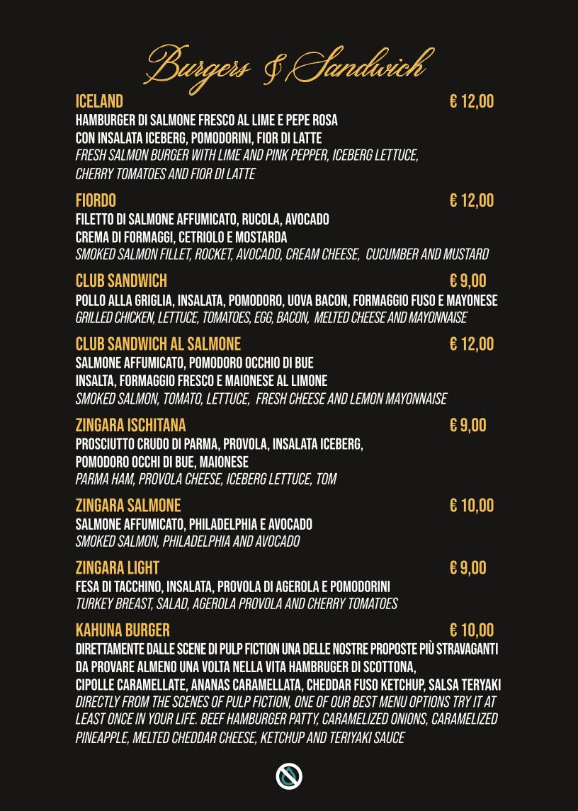 Menu di H2NO 