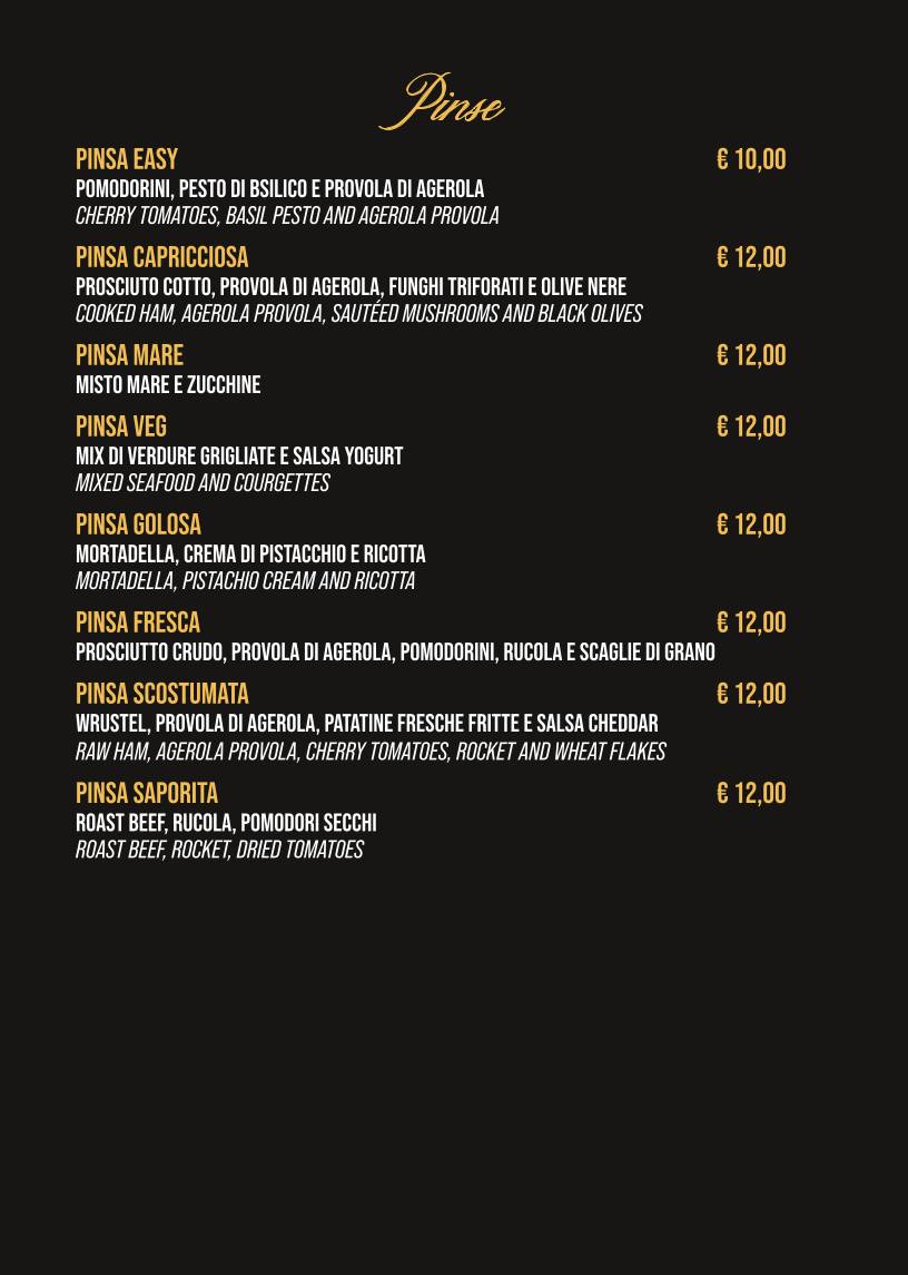 Menu di H2NO 