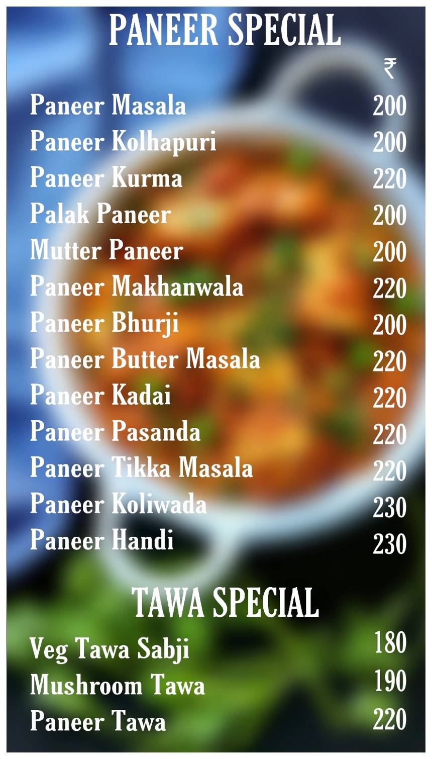 HOTEL AAI menu
