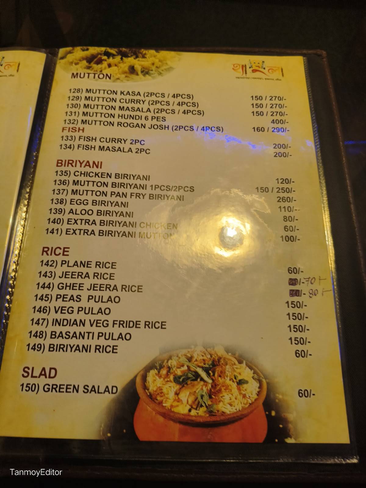 Hangla Cafe and Family Restaurant menu