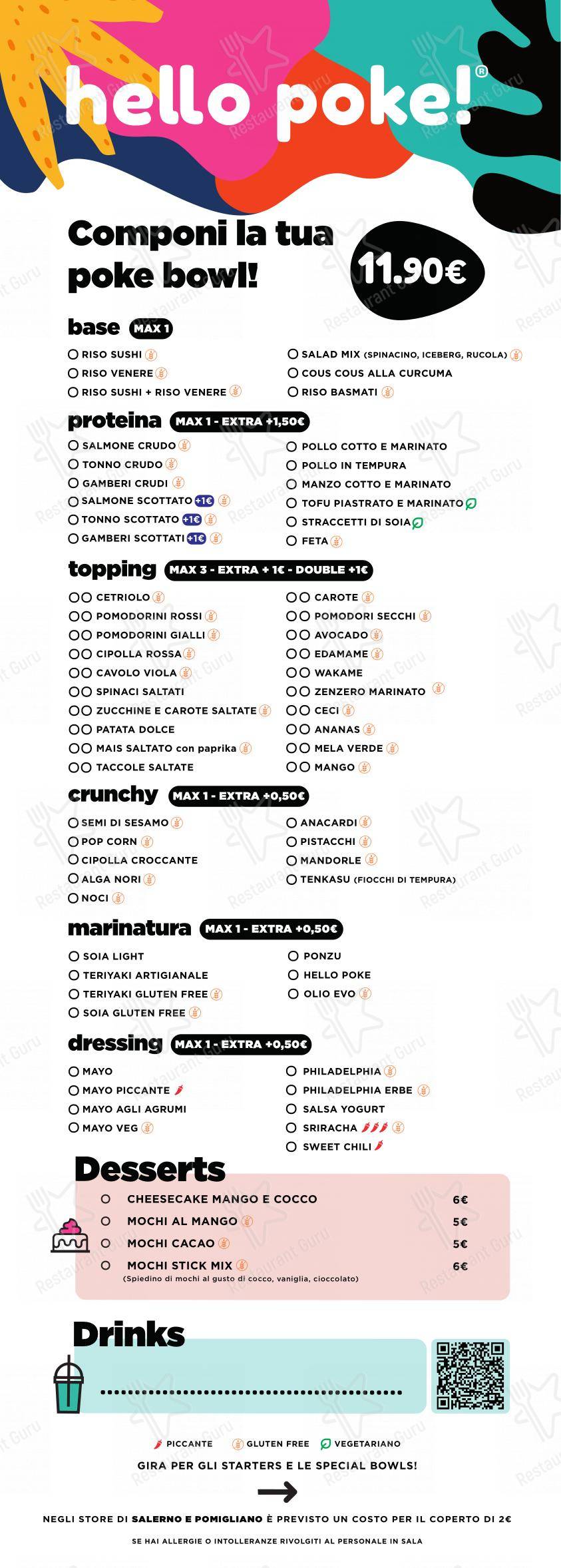 Menu di Hello Poke CHIAIA - Menu