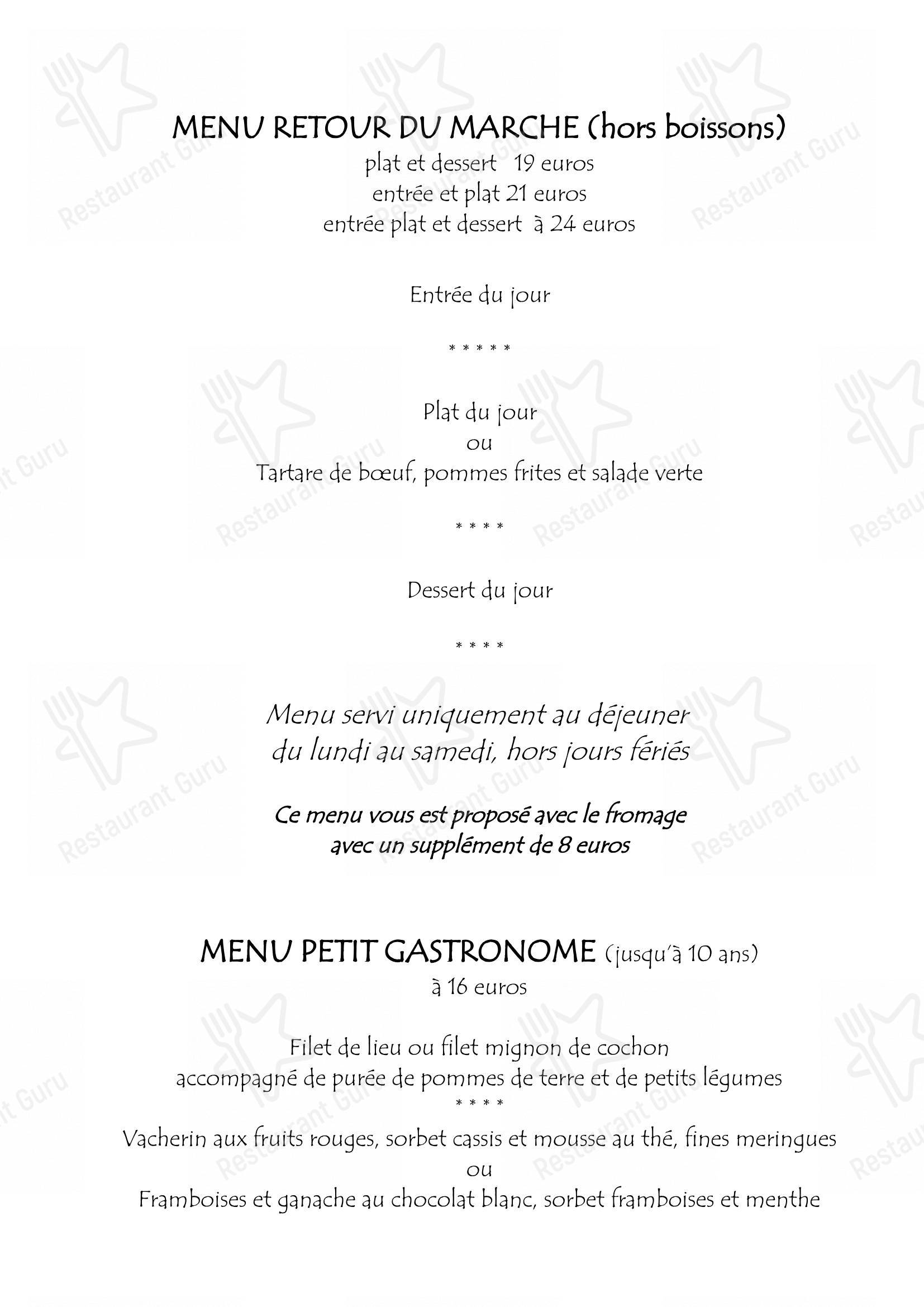 Menu pour Hercule Poireau restaurant