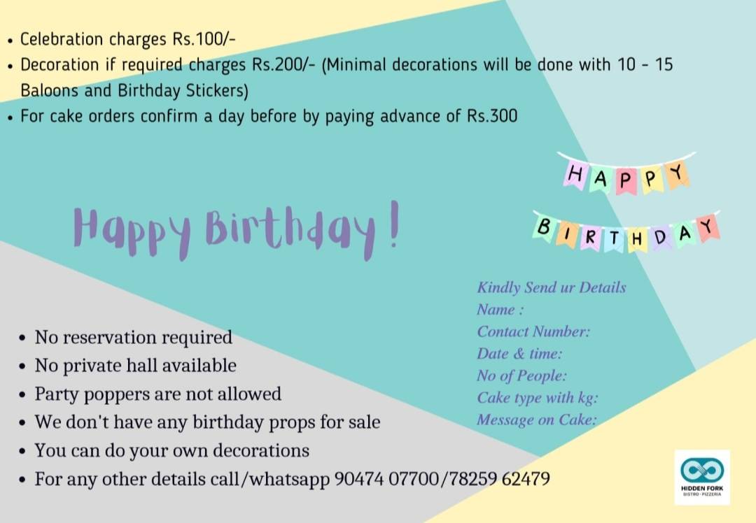 Hidden Fork Bistro.Pizzeria menu