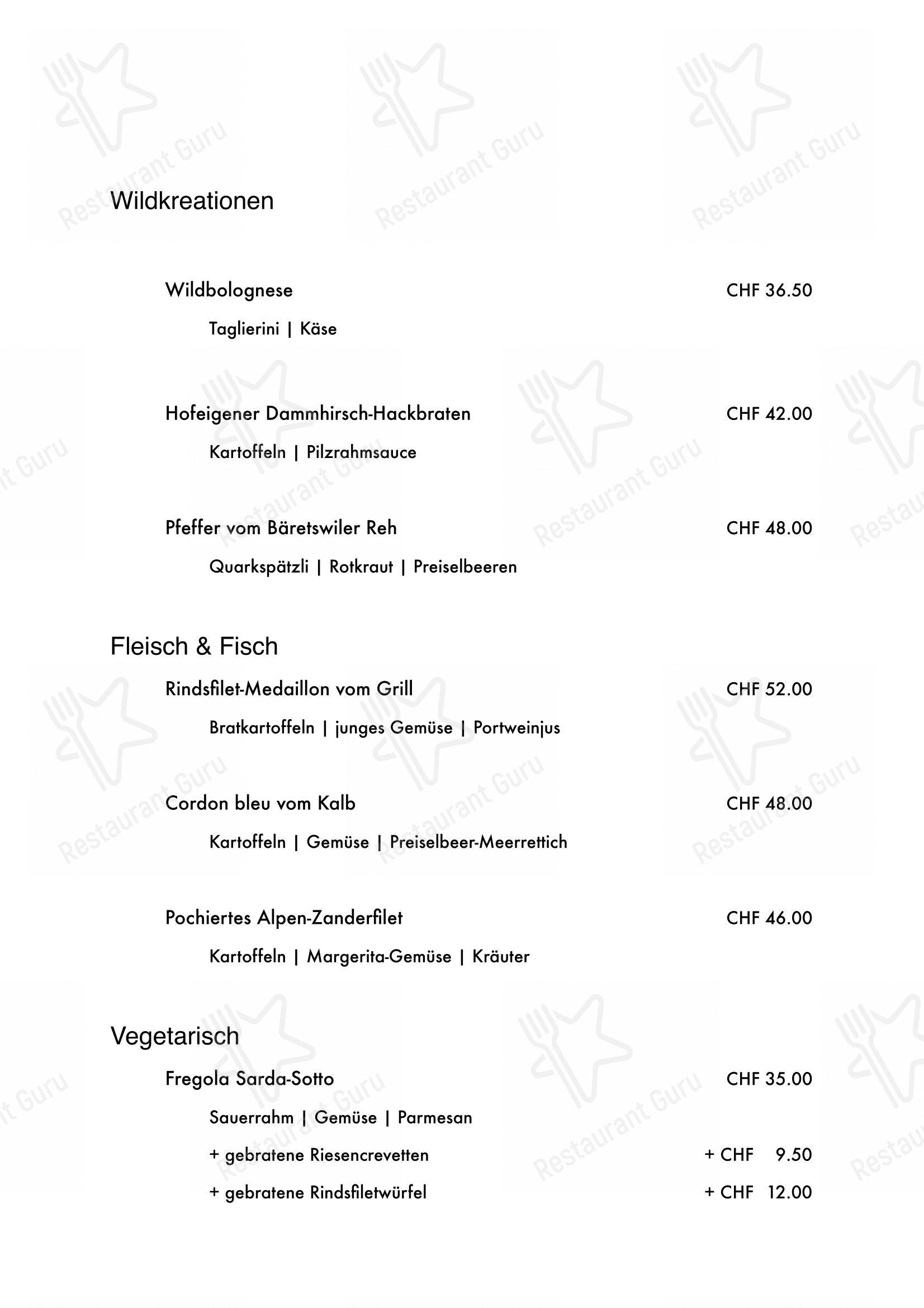 Menu di Hirschfarm Restaurant - Menu