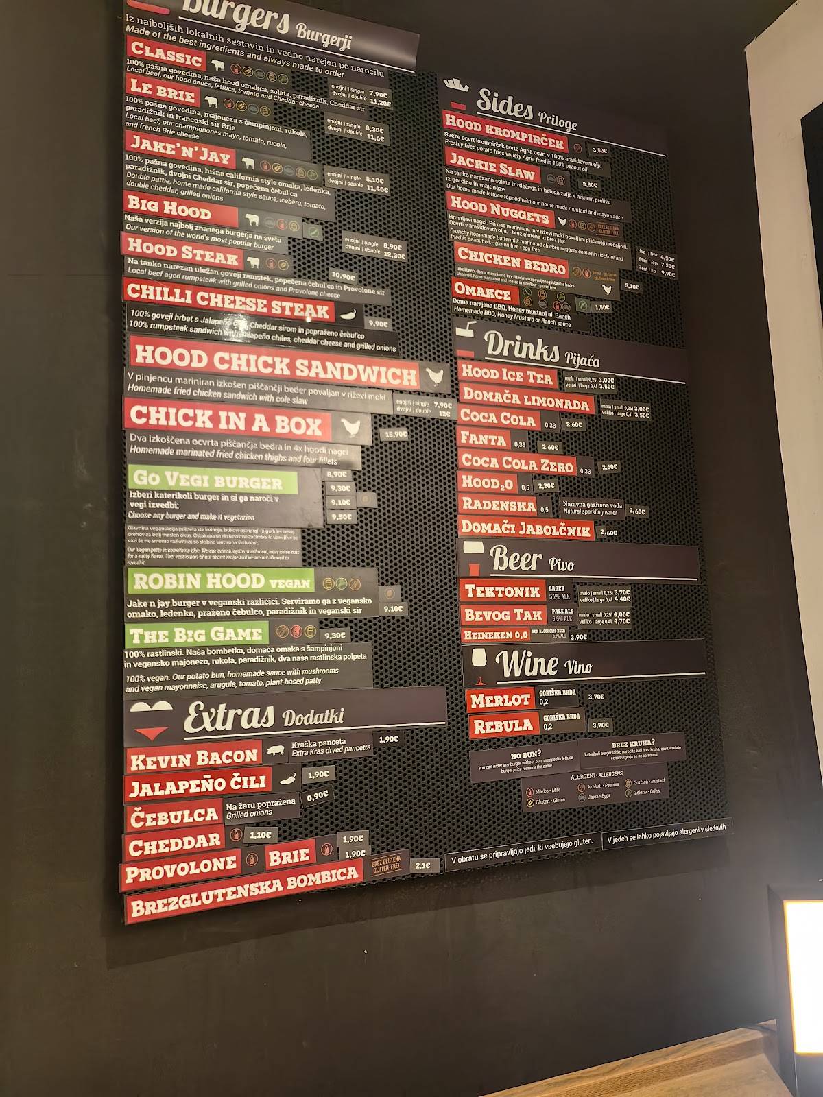 Menu di Hood Burger Center 