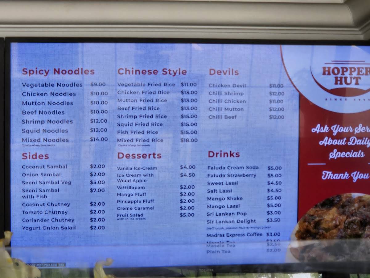 Menu de Hopper Hut