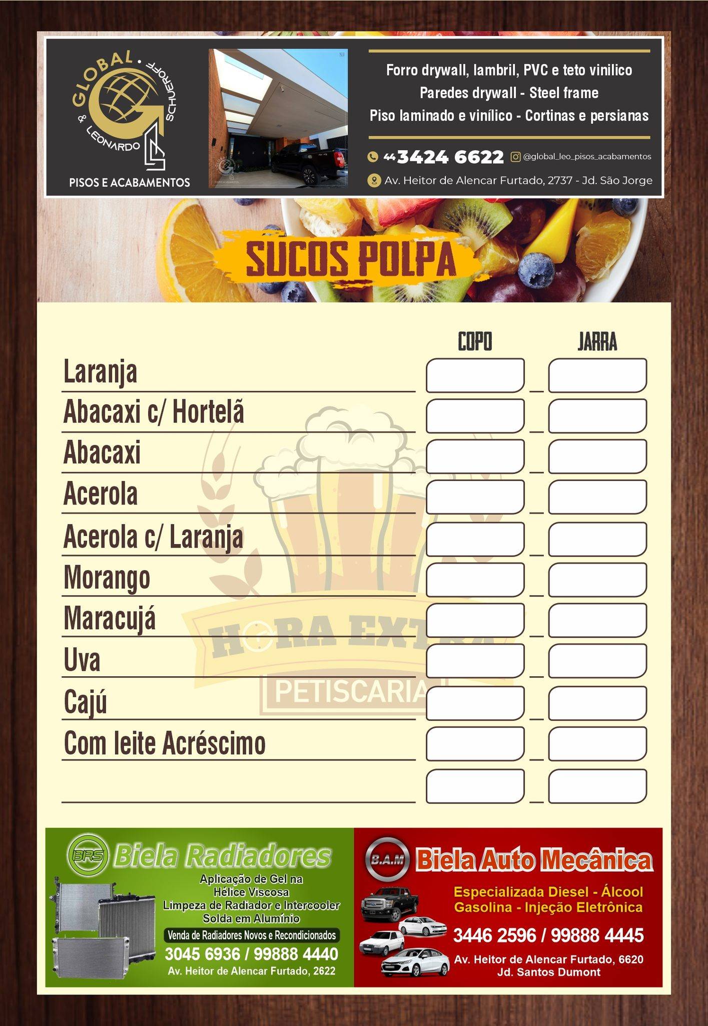 Hora Extra Petiscaria cardápio