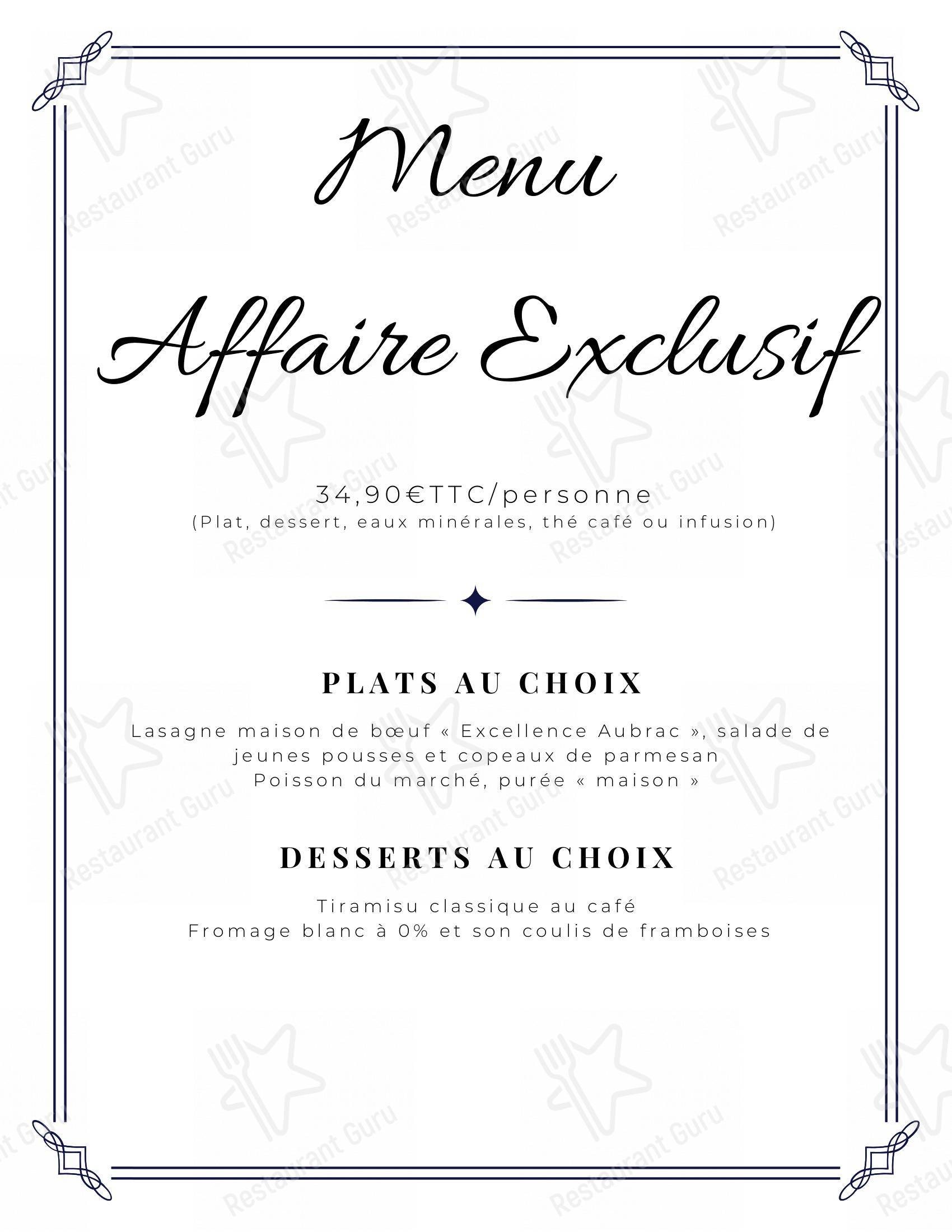 Hortense dans Paris - Menu