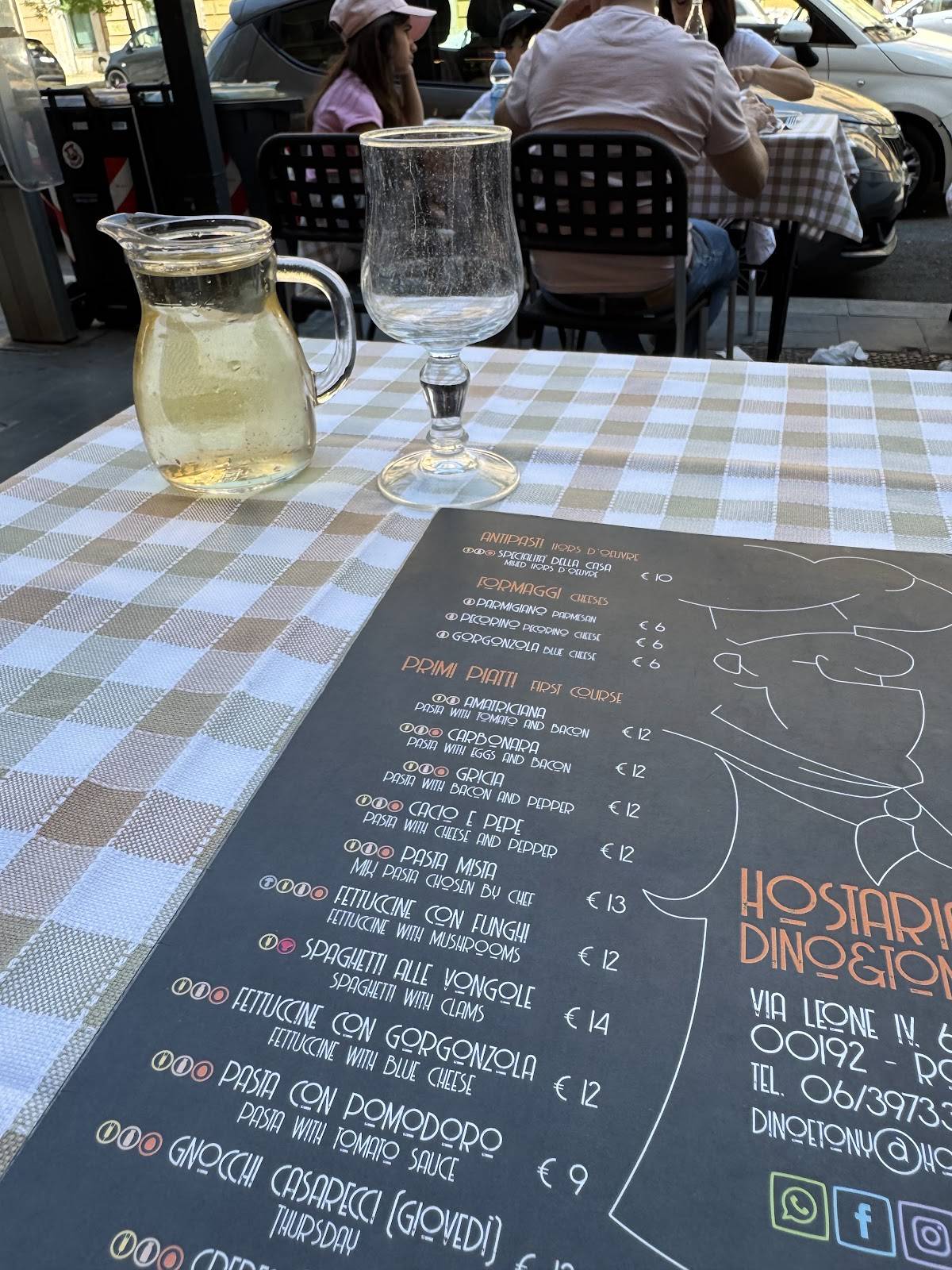 Menu di Hostaria Dino e Tony 