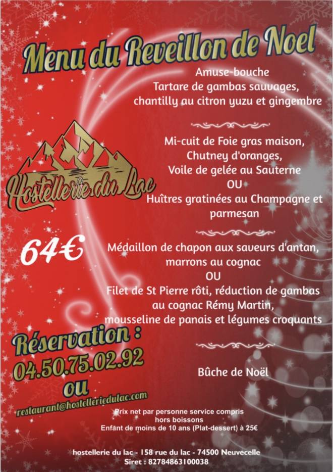Menu de Hostellerie du Lac