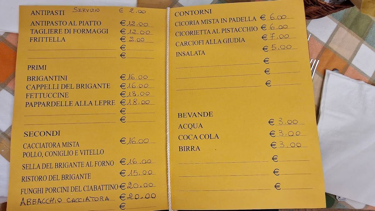 Menu di Hosteria Il Ciabattino 