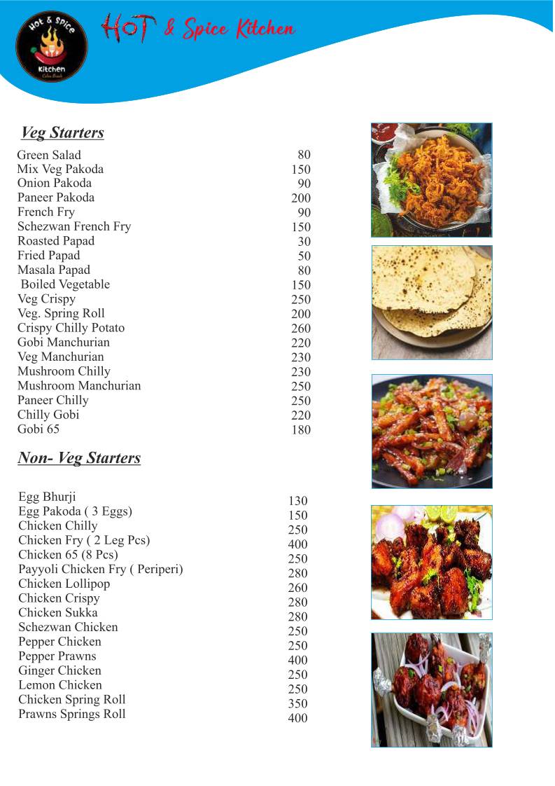 Hot And Spice Kitchen menu