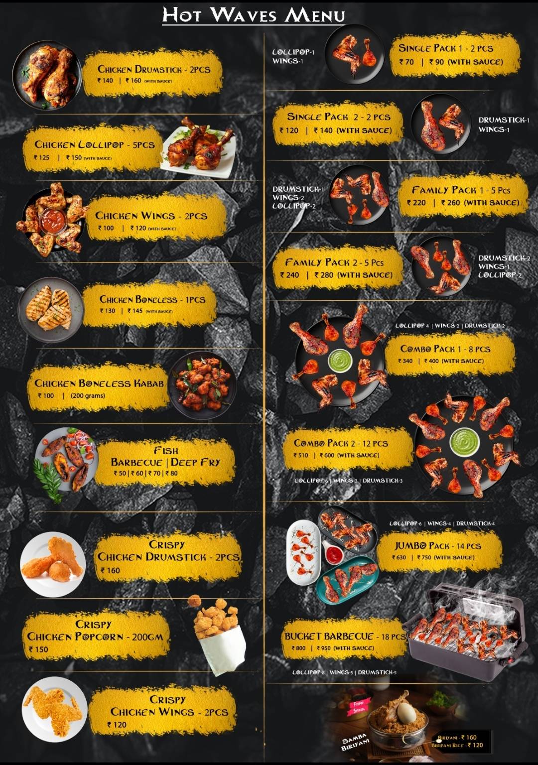 Hot Waves Barbecue menu