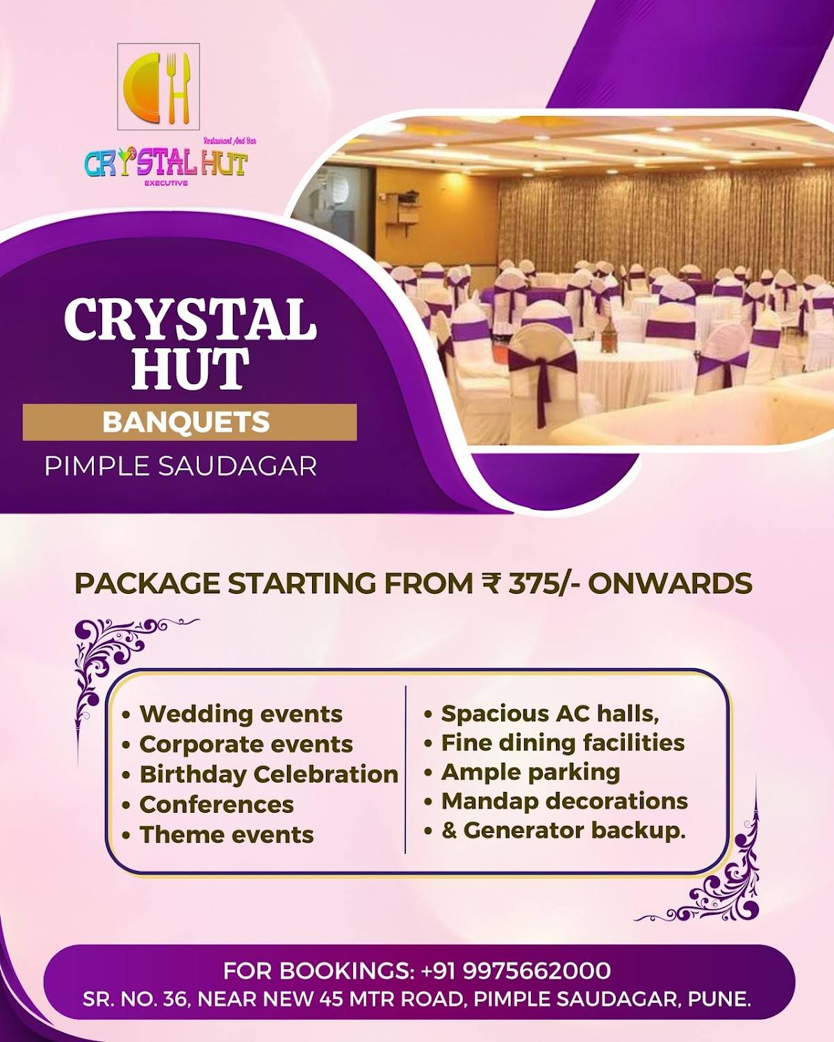 Hotel Crystal Hut menu