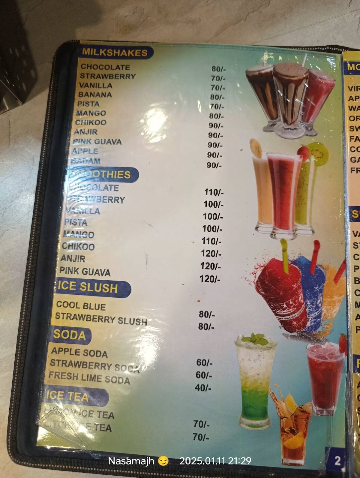 Hotel Delight menu