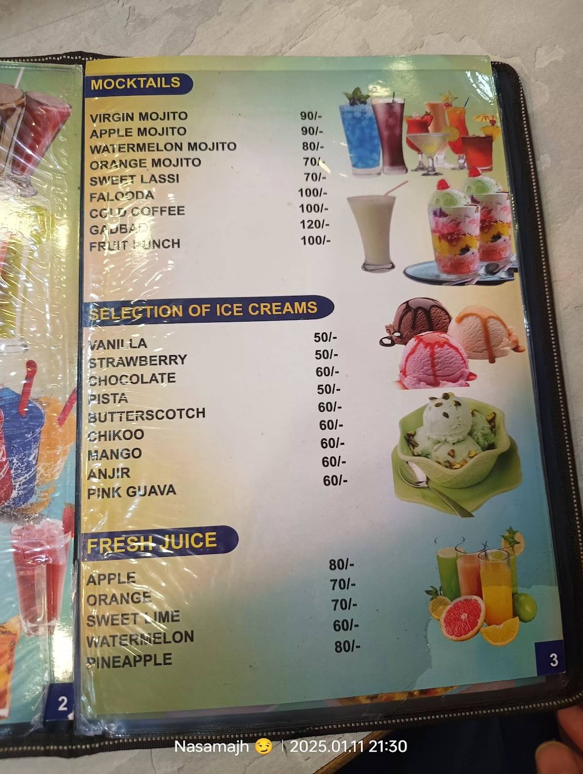 Hotel Delight menu