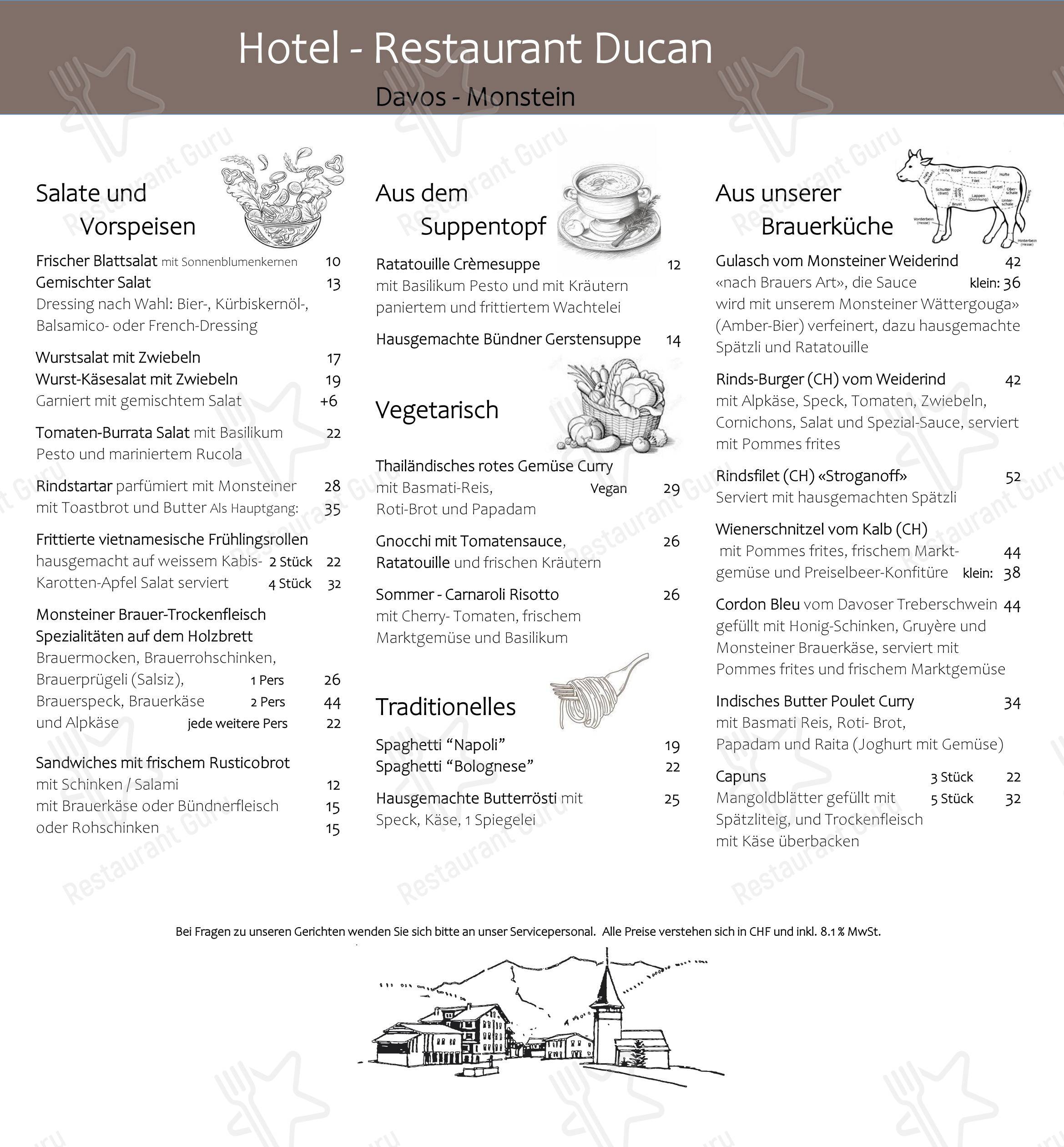 Hotel Ducan in Davos - 菜单