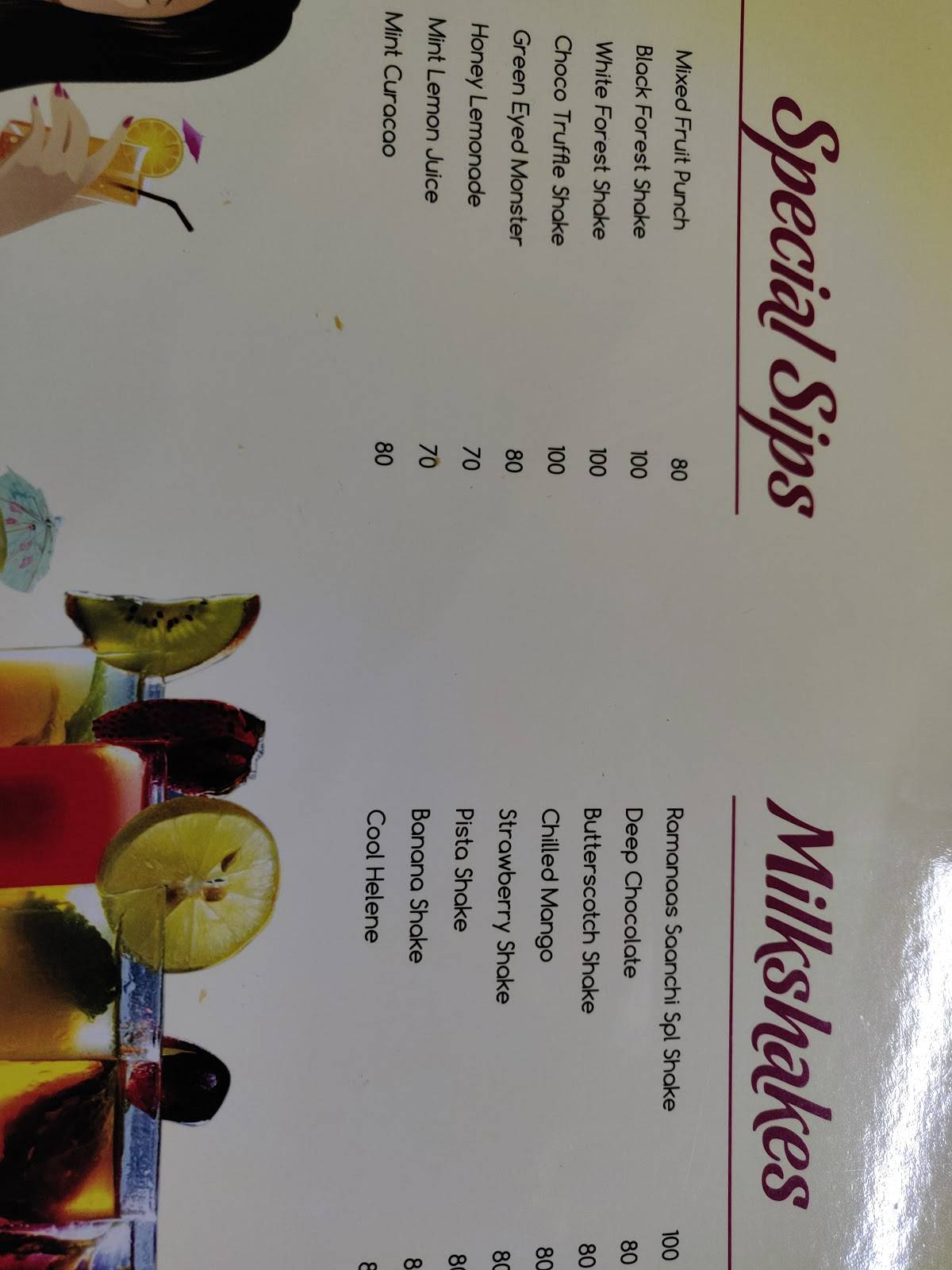Hotel Ramanas menu