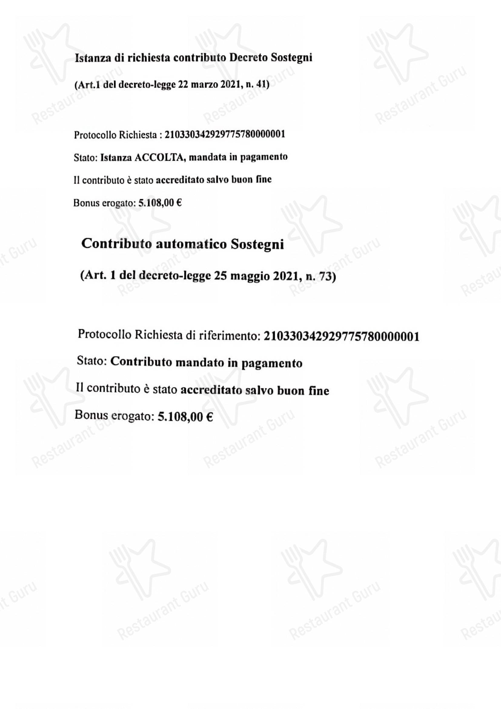 Menu per Albergo Ristorante Bar Sichi in Pian degli Ontani