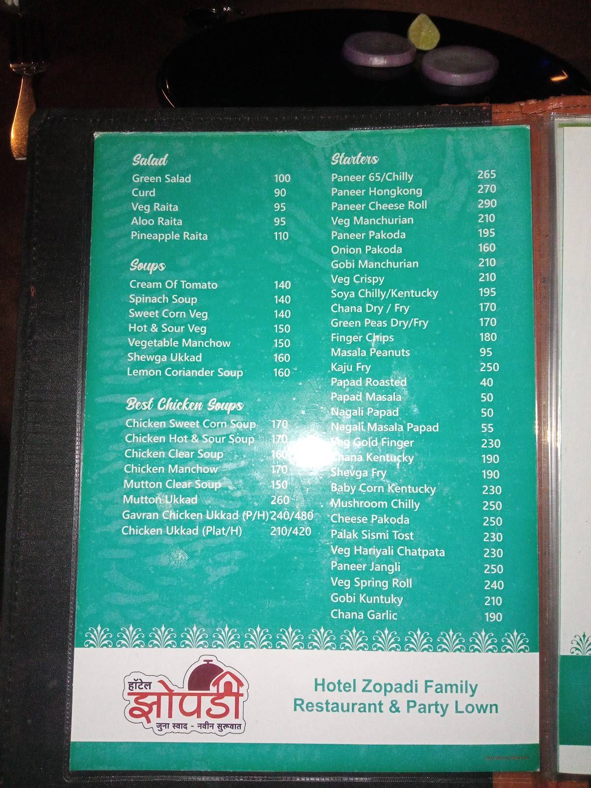 Hotel Zopadi- Veg & Nonveg Restaurant in Aurangabad menu