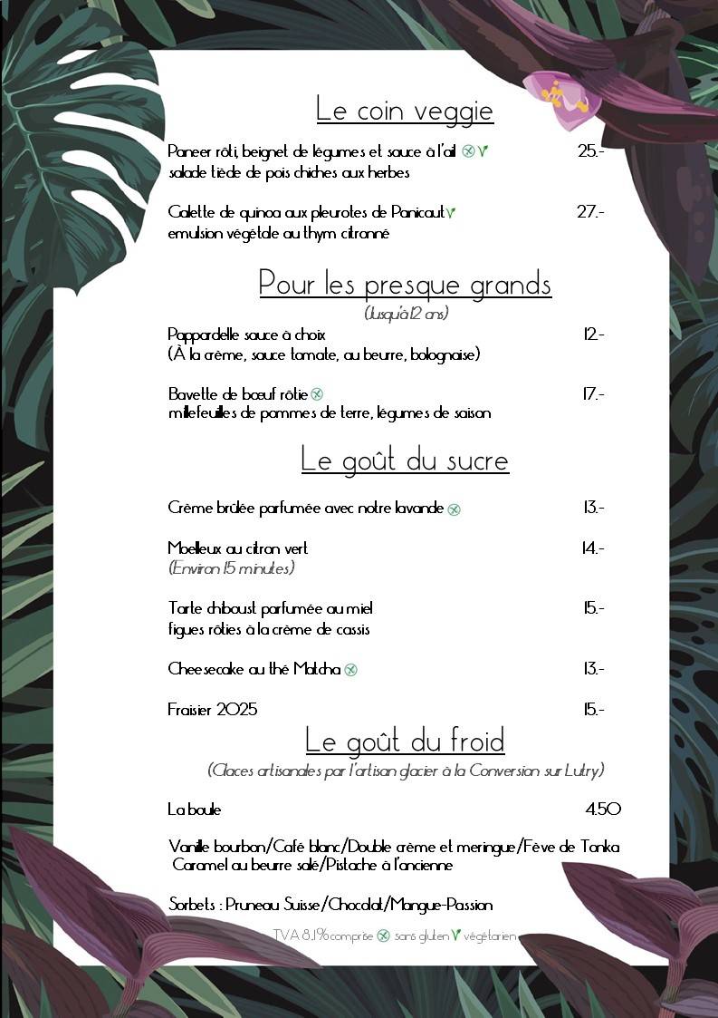 Menu di Hotel & Restaurant L'Union - Epalinges 