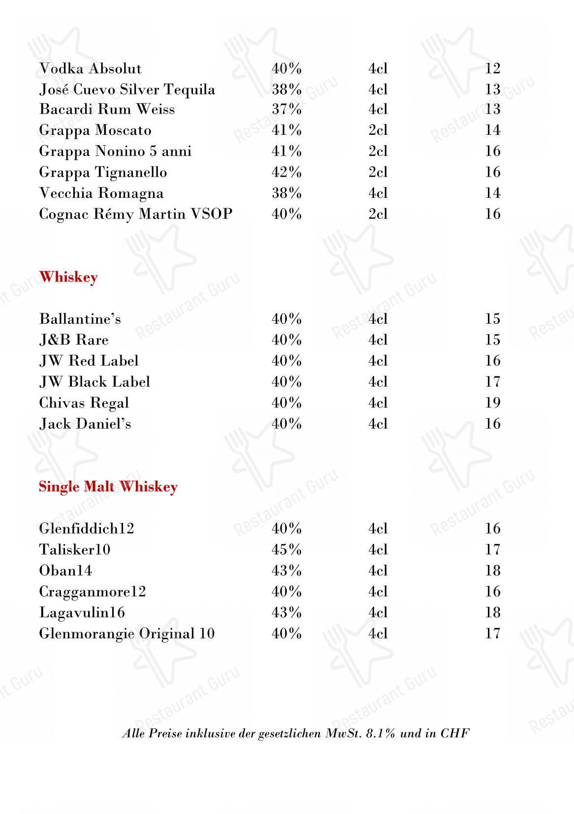 Menu pour Hummerbar - Menu