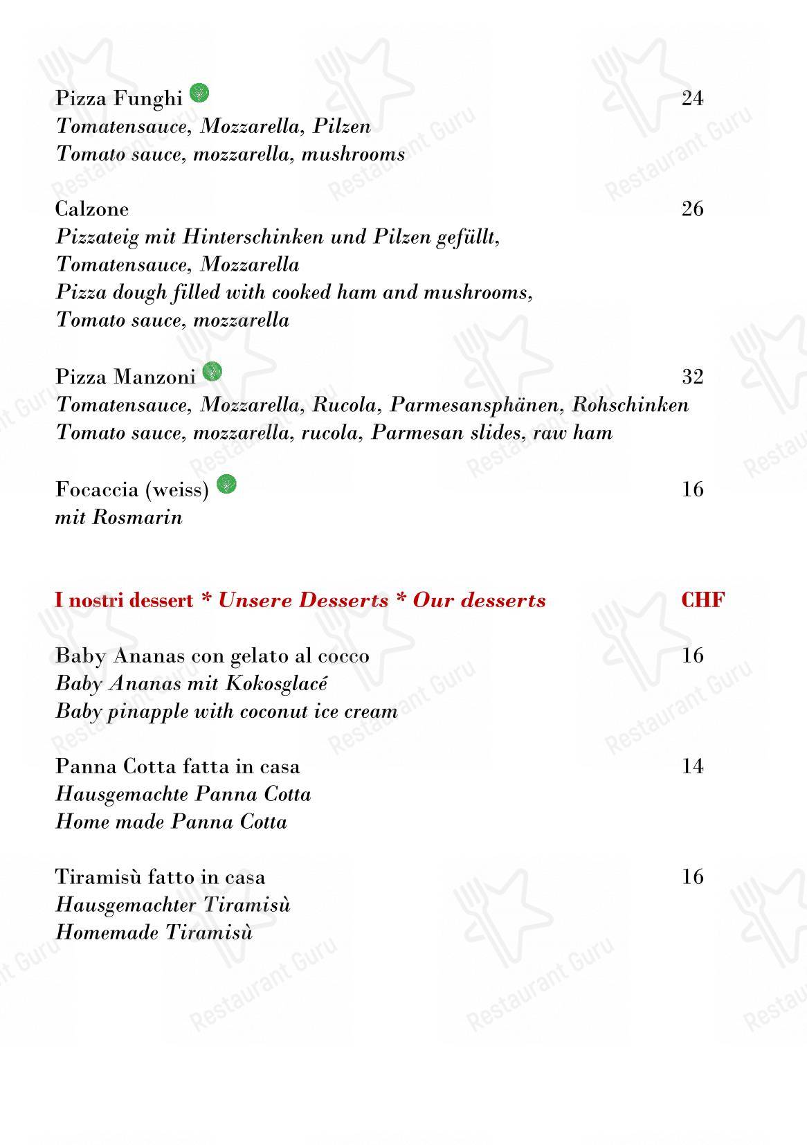 Menu pour Hummerbar dans Zürich
