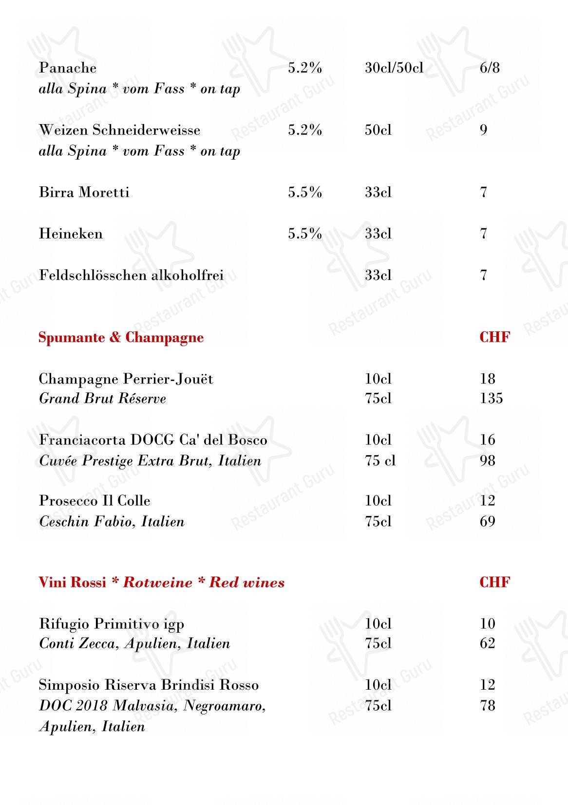 Menu pour Hummerbar pub et bar