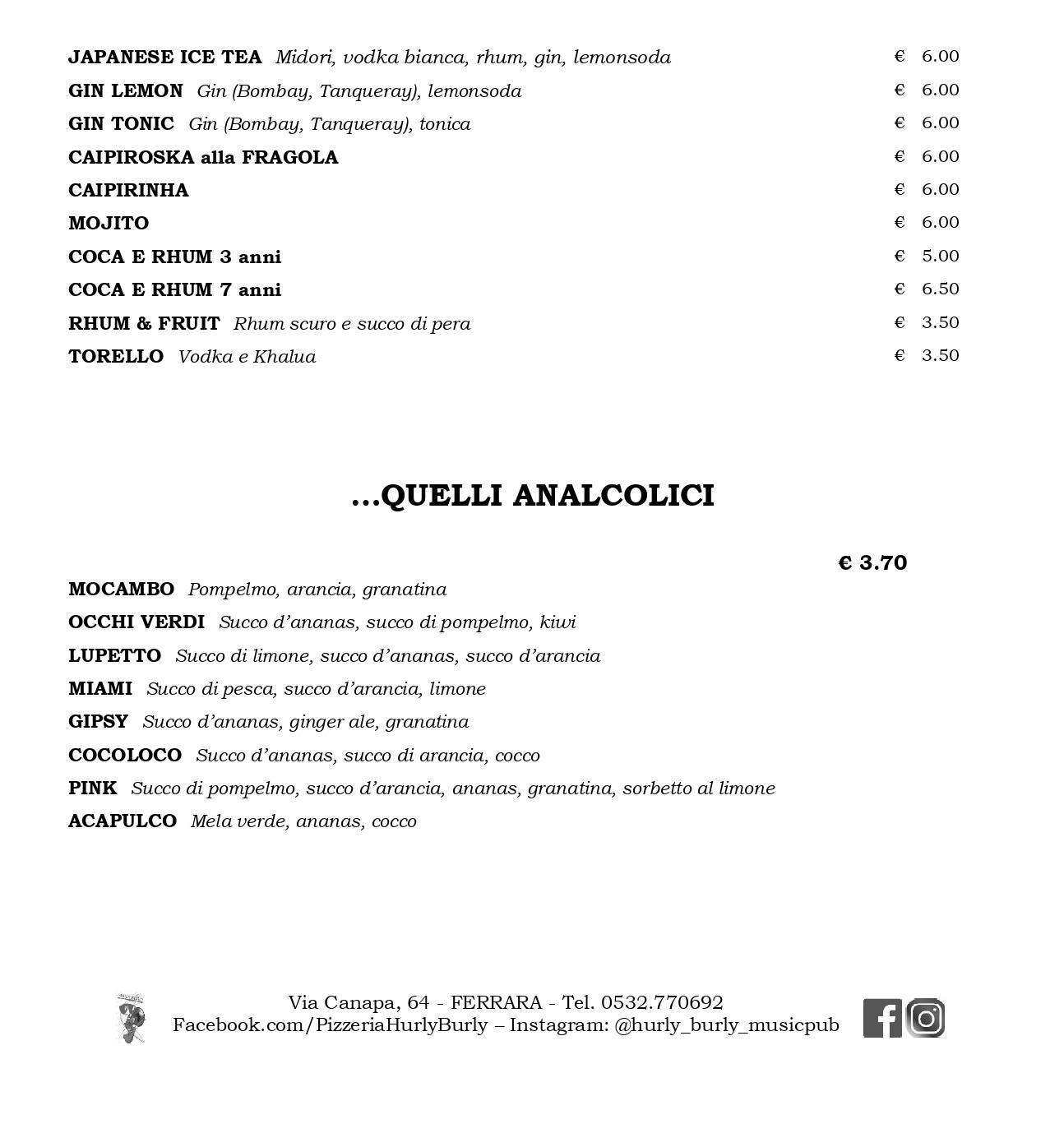 Menu di Hurly Burly 