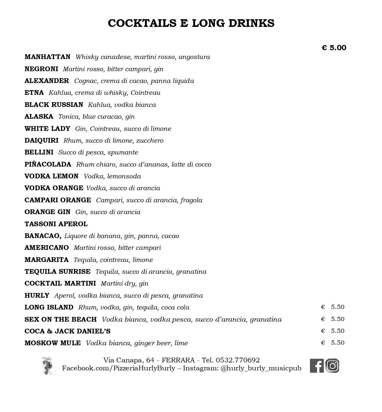 Menu di Hurly Burly 