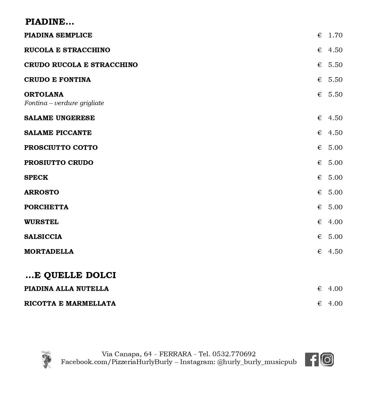 Menu di Hurly Burly 