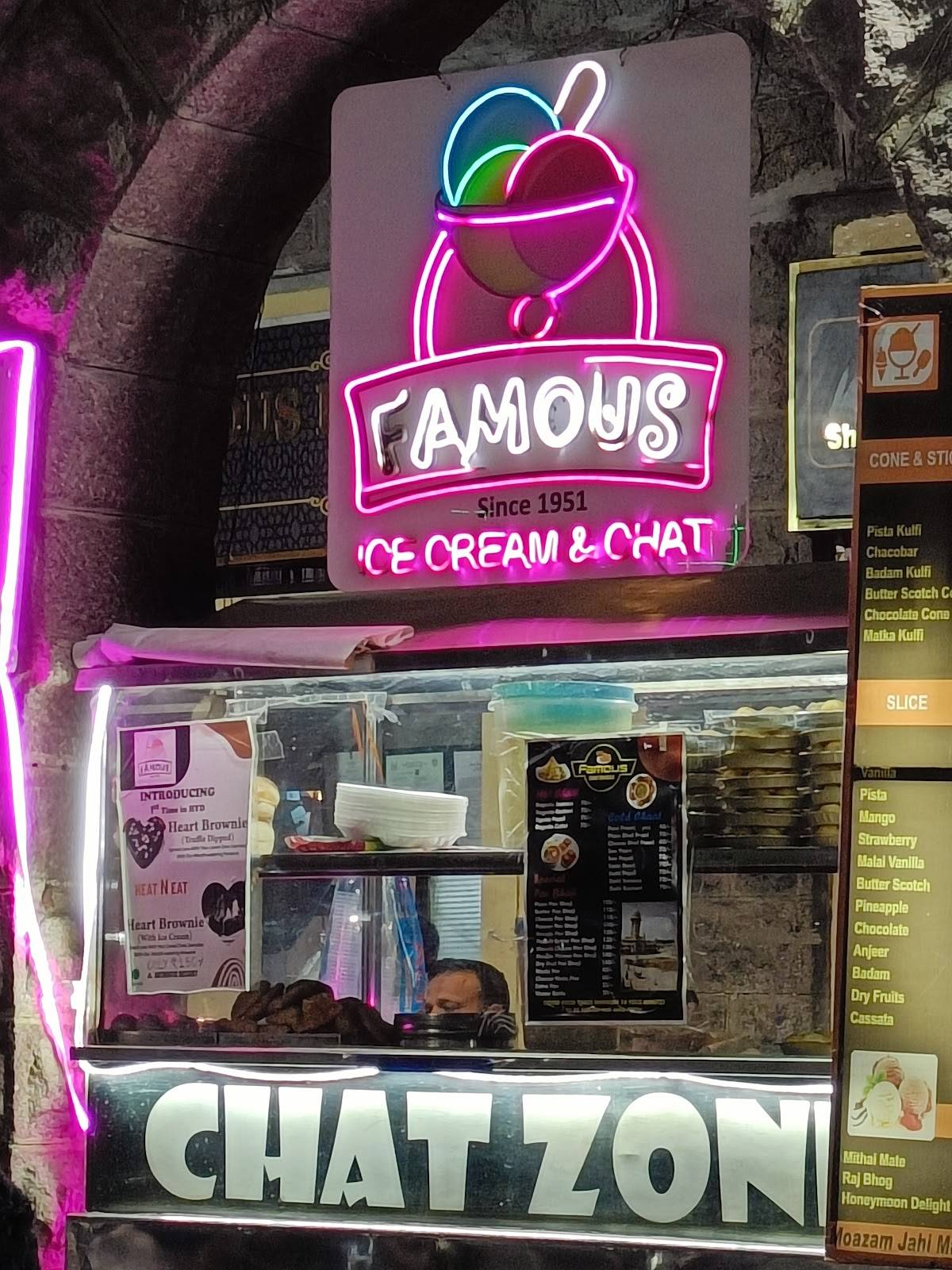 Famous ice cream menu