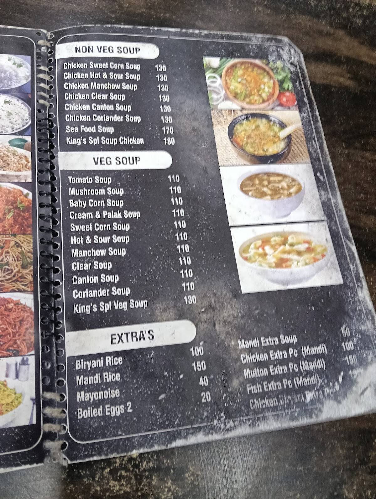 King’s Restaurant menu