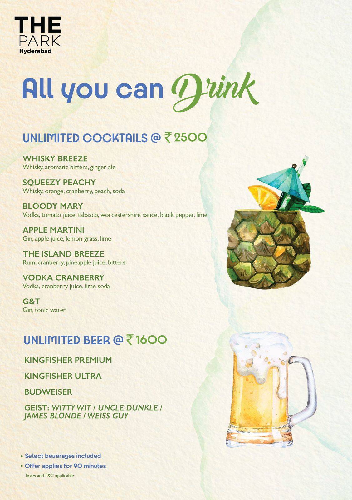 Verandah - The Park menu