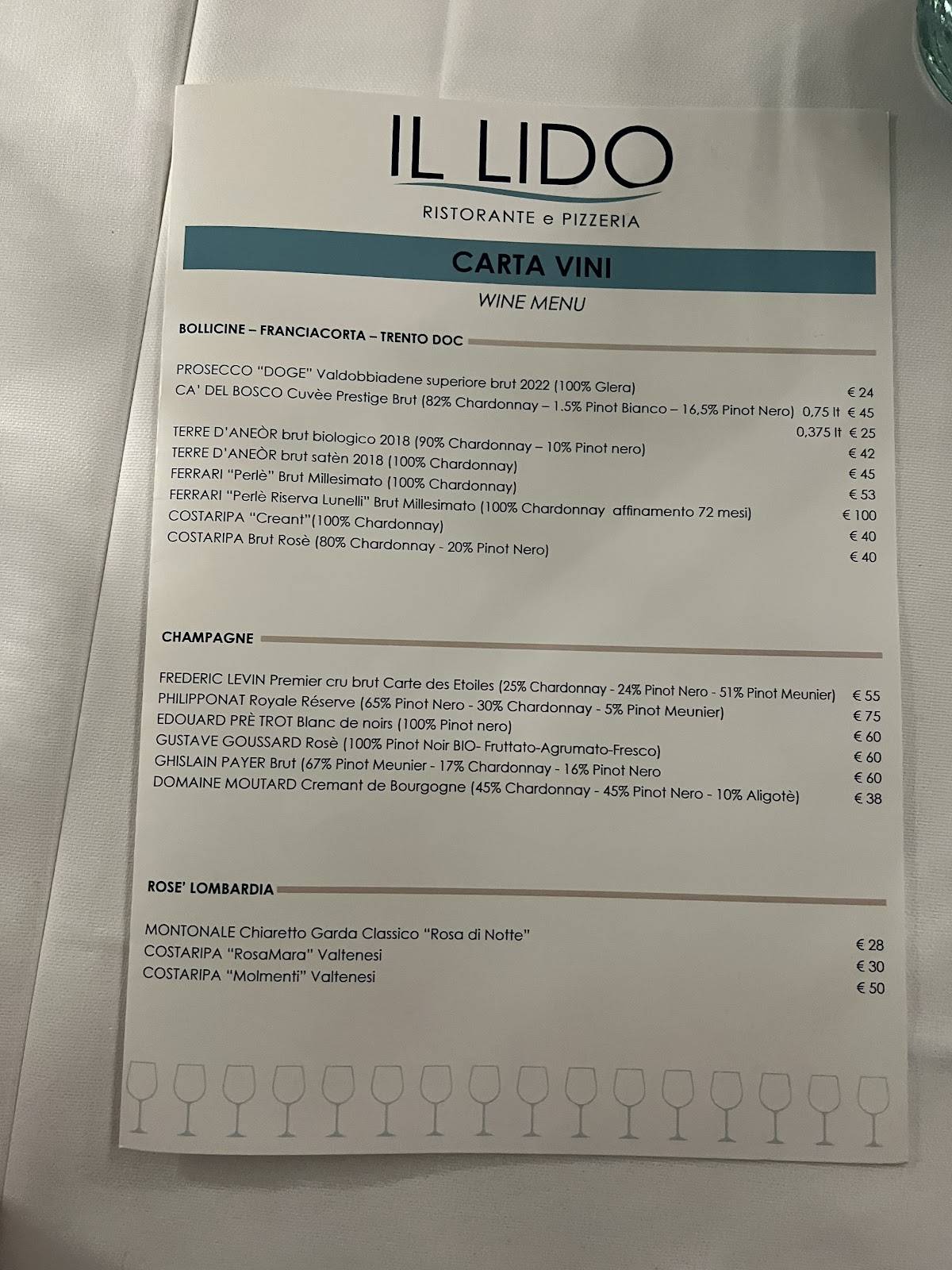 Menu di Il Lido 