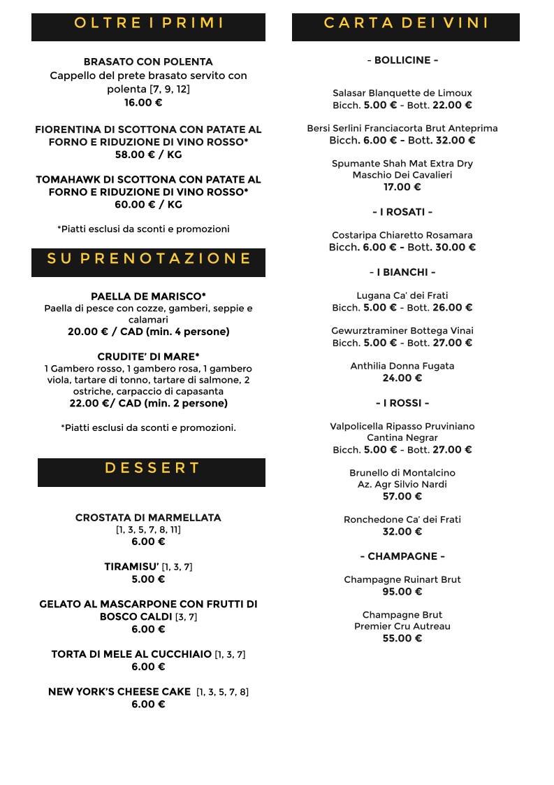 Menu di IL PRIMO RISTORANTE 
