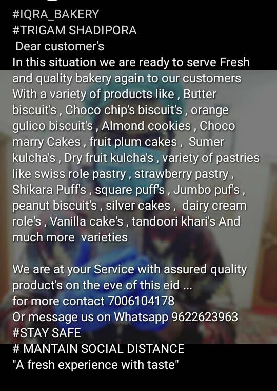 IQRA BAKERY SINCE 2003 menu