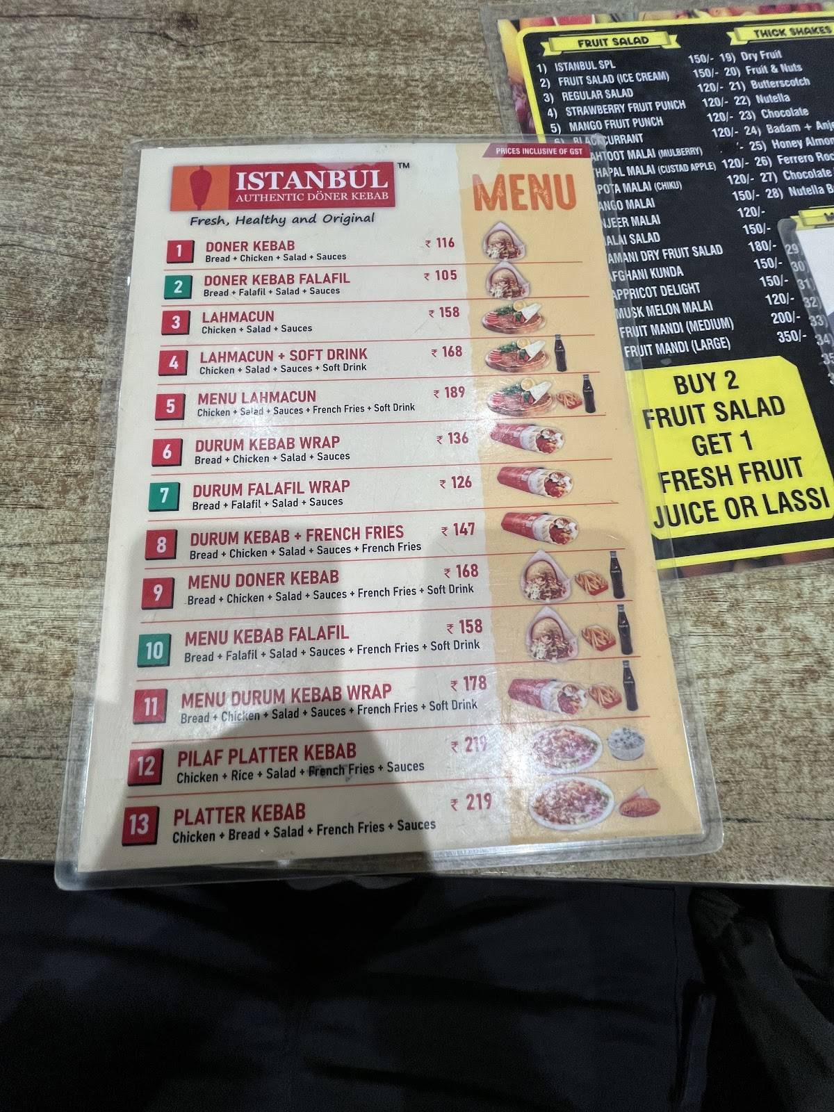 ISTANBUL AUTHENTIC DÖNER KEBAB menu